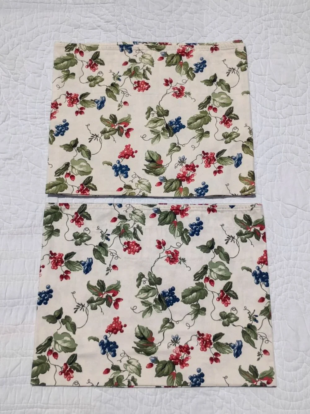 Pair of Vintage Waverly Pleasant Valley Curtain Valances Set of 2 Grapes Country